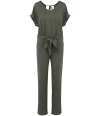 SP5004 Spasso Ladies Short Sleeve Linen Knit Jumpsuit organic khaki colour image